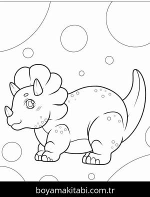 Triceratops boyama sayfası – çocuk aktivitesi, PDF indir