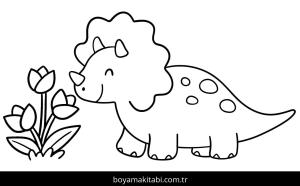 Triceratops boyama sayfası – keyifli zaman, renkli çizimler