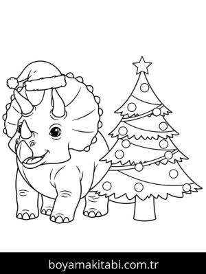 Triceratops boyama sayfası – sevimli karakter, sanatsal çalışma