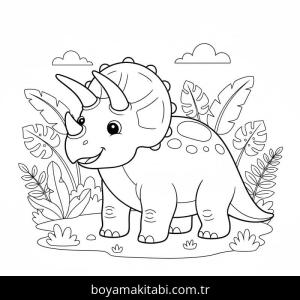 Triceratops boyama sayfası – el becerilerini geliştirir, boyama çalışması