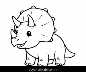 Triceratops boyama sayfası – basit çizim, kolay boyama