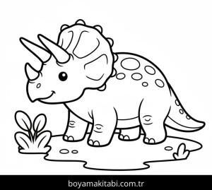 Triceratops boyama sayfası – renkli çizimler, okul öncesi
