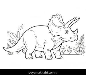 Triceratops boyama sayfası – yaratıcılığı geliştirir, keyifli zaman
