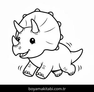 Triceratops boyama sayfası – sevimli karakter, sanatsal çalışma