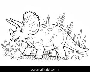 Triceratops boyama sayfası – PDF indir, sevimli karakter