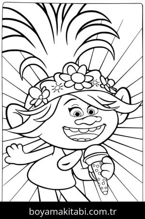 Troller boyama sayfası – sevimli karakter, sanatsal çalışma