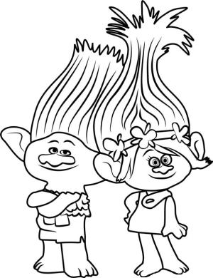 Trolls boyama sayfası,  coloring page, Şube ve Prenses Gelincik, 