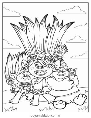 Trolls boyama sayfası – eğlenceli etkinlik, el becerilerini geliştirir