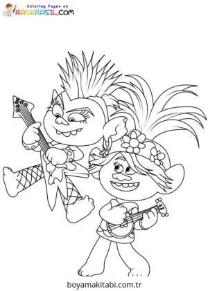 Trolls boyama sayfası – renkli çizimler, okul öncesi