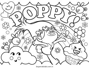 Trolls boyama sayfası – basit çizim, kolay boyama