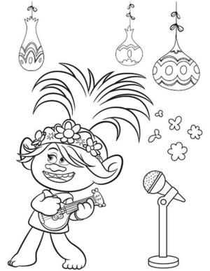 Trolls boyama sayfası,  coloring page, Poppy ile şarkı Söylemek, 