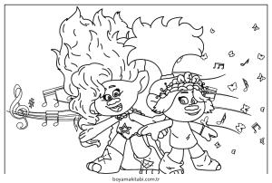 Trolls boyama sayfası – eğlenceli etkinlik, el becerilerini geliştirir
