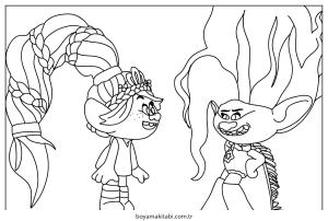 Trolls boyama sayfası – sevimli karakter, sanatsal çalışma