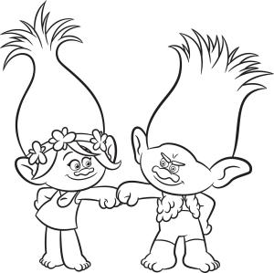 Trolls boyama sayfası,  coloring page, Haşhaş ve Dal Güleryüzlü, 