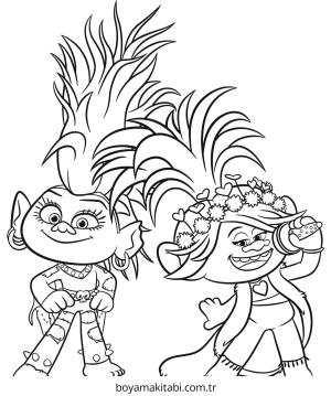 Trolls boyama sayfası – kolay boyama, eğitici aktivite