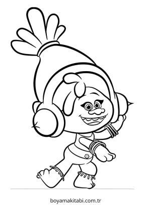 Trolls boyama sayfası – sevimli karakter, sanatsal çalışma