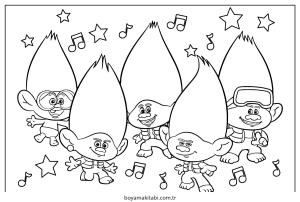Trolls boyama sayfası – sevimli karakter, sanatsal çalışma