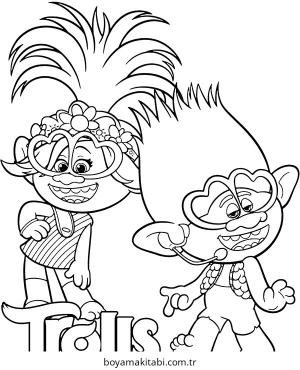 Trolls boyama sayfası – çocuklar için, çizgi film temalı