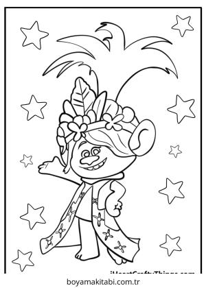 Trolls boyama sayfası – eğlenceli etkinlik, el becerilerini geliştirir