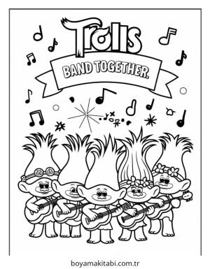 Trolls boyama sayfası – çocuk aktivitesi, PDF indir