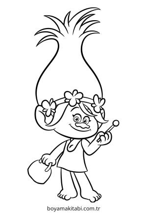 Trolls boyama sayfası – PDF indir, sevimli karakter