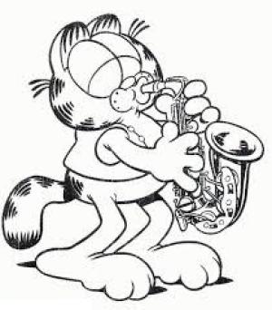 Trompet boyama sayfası,  coloring page, Garfield trompete Dokunuyor, 