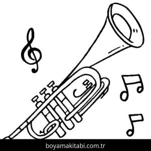 Trompet boyama sayfası – çocuk aktivitesi, PDF indir