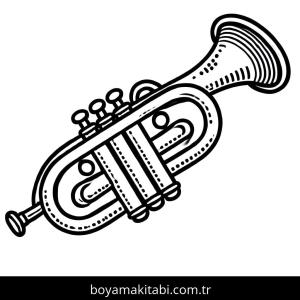 Trompet boyama sayfası – çocuklar için, çizgi film temalı