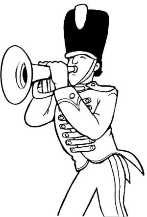 Trompet boyama sayfası,  coloring page, Asker Trompet Oynamak, 