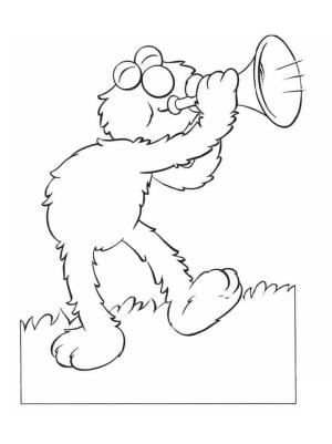 Trompet boyama sayfası,  coloring page, Elmo üfleme Trompet, 