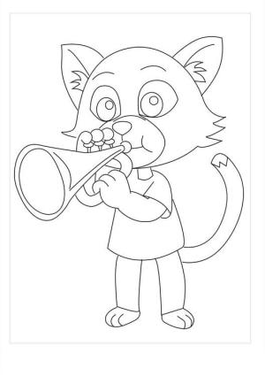 Trompet boyama sayfası,  coloring page, Trumpet üfleme Karikatür Kedi, 