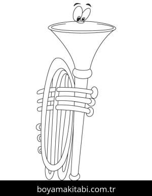 Trompet boyama sayfası – eğitici aktivite, yaratıcılık