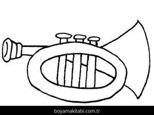Trompet boyama sayfası – evde etkinlik, ücretsiz yazdır