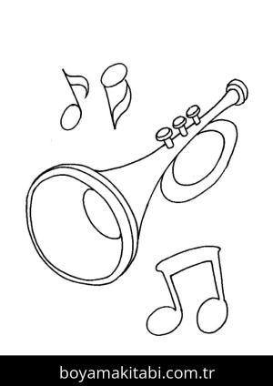 Trompet boyama sayfası – renkli çizimler, okul öncesi