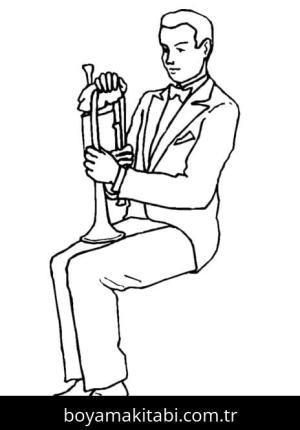 Trompet boyama sayfası – okul öncesi, evde etkinlik