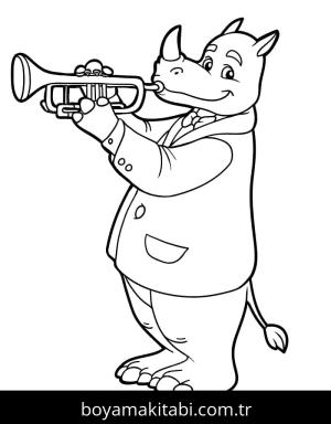 Trompet boyama sayfası – eğlenceli etkinlik, el becerilerini geliştirir