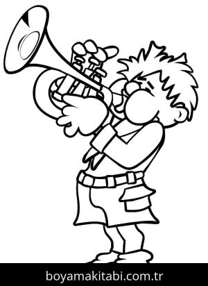 Trompet boyama sayfası – boyama etkinliği, çocuk aktivitesi