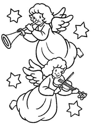 Trompet boyama sayfası,  coloring page, Noel Meleği Trompet Dokunmadan, 