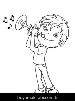 Trompet boyama sayfası – sanatsal çalışma, çocuklar için