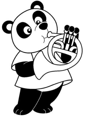 Trompet boyama sayfası,  coloring page, Panda üfleme Trompet, 