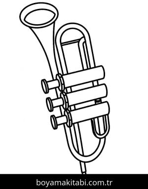 Trompet boyama sayfası – sevimli karakter, sanatsal çalışma