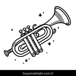 Trompet boyama sayfası – el becerilerini geliştirir, boyama çalışması