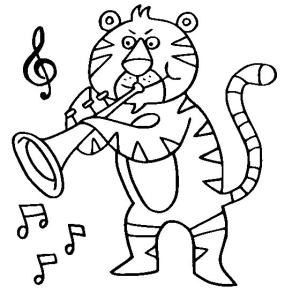 Trompet boyama sayfası,  coloring page, Tiger Trompet dokunmadan çizim, 