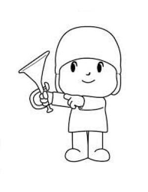 Trompet boyama sayfası,  coloring page, Pocoyo tutan Trompet, 