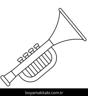 Trompet boyama sayfası – PDF indir, sevimli karakter