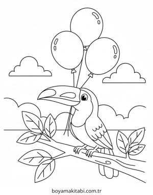 Tukan boyama sayfası – basit çizim, kolay boyama