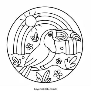 Tukan boyama sayfası – kolay boyama, eğitici aktivite