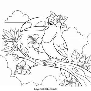 Tukan boyama sayfası – okul öncesi, evde etkinlik