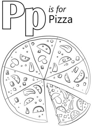 Türk Alfabesi Harfleri boyama sayfası,  coloring page, P harfi pizza içindir, 