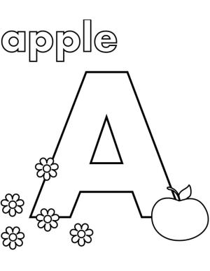 Türk Alfabesi Harfleri boyama sayfası,  coloring page, A harfi Apple anlamına gelir, 